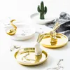 Dekorativa figurer Ins Creative Jewelry Plate Home Decoration Key Tray Golden Storage Dessert Wholesales Holiday Present