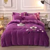 Bedding Sets Four-piece Three-piece Double-sided Velvet Coral French Crystal Solid Color Embroidery Thick Warmth Embroid