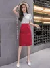 Jupes aux femmes au genou Femmes à l'âge moyen et à la taille élastique Vintage Elegant Lady Spring ins mode A-Line Temperament Faldas Corée Style