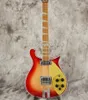 Uppgraderad trapesstycke Tom Petty 660 12 strängar Cherry Sunburst Fire Glo Electric Guitar Gold PickGuard Checkered Body Binding Gloss Lack Red Fingerboard