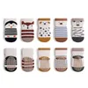 Meias infantis de verão Anti -Slip Baby Socks Cartoon Animal Print Meias de piso de menina 5 pares por lote D240513