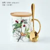 Tasses Creative Bone China Coffee Mug de grande capacité Breakfast Céramique Tasse de céramique avec couvercle à la cuillère à thé.