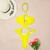 Women's Swimwear Sexy Halter Push Up Bikini Bathing Suit Women Cross Bandage Ring Linked One Piece Swimsuit Female Beach Wear Bather