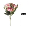 Fleurs décoratives Retro Artificial Rose Bride Bouquet Automne Mariage de mariage Décoration Home Decoration Falle Fleur Peony Hortensia Table Vase Decor