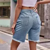 Shorts femininos moda para mulheres na cintura alta rasgada com ponta de borda curta
