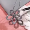 Designer Necklace Vanca Luxury Gold Chain Four Leaf Grass Sunflower Necklace 925 Silver 18k White Gold Full Diamond Large Flower High