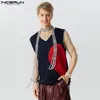 Men's Tank Tops INCERUN 2024 American Style Mens Knitted V-neck Love Patch Pattern Vests Personality Streetwear Selling Waistcoat S-5XL