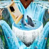 Wallpapers Custom 3D Waterfalls Sea Bathroom Walkway Decorative Painting Waterproof Anti - Skid Self Adhesive Floor Sticker