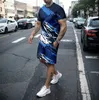 Summer Mens Mens Set Set 3D Print Luxury Retro Leisure Street Wear Shorts de manga curta Duas peças S5xl 240426