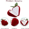 20pcs Boîte à anneau de fraise mignonne Simulation Flocker Box Strawberry Box Creative Gift Bijoux Emballage Boîte de stockage Boîte de rangement 240510