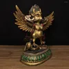 Decorative Figurines Ancient Nepalese Tibetan Pure Copper Painted Ornament Of Dapeng Golden Winged Bird Buddha Statue