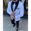 Men's Suits Elegant One Button Slim Fit Men White Blazer Vest Black Pants Shawl Lapel 3 Piece Formal Wedding Outfits Tailor Full Set