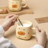 Производители кружки прямая милая хлебная кружка с ложкой молока Fufu Ceramic Cup Cup Cup Gift Dift Cups.