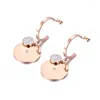 Stud Earrings Trendy Stainless Steel Drilling Disc Bohemia Clay Shiny Rhinestone Creative Jewelry For Women E19104