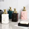 Dispensador de sabão líquido estilo europeu textura de mármore loção de cerâmica acessórios de banheiro viagens shampoo banheiro doméstico doméstico