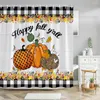 Shower Curtains Fall Maple Curtain Thanksgiving Harvest Pumpkin Orange Autumn Leaves Sunflowers Fabric Bathroom Decor Bath