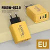 65W USB Charger 3 Ports PD Type C Snel oplaadlader EU US PLUK ADAPTER Telefoon Power levering Snel oplaad QC3.0 Mobiele telefoon Wall Charger voor iPhone Samsung Xiaomi