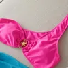 Menas de banho feminina Sexy Pink Patchwork Women Vintage Hollow Out One ombre up peças de maiô de maiô Monokini 2024