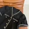 女性用トラックスーツショーツパンツスーツトップスーツの女性服セット2個パンツエレガントなコントラストリボンエッジジャックセット
