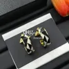 Exquisite Lady Drop Earrings Luxury Golden Triangle Earrings Eardrops Black White Earrings With Gift Box