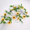 Fleurs décoratives tournesol guirlande vigne jaune suspendue feuilles artificielles rotin fleur pour décoration de mariage