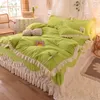 Sets de ropa de cama Corea de cuatro piezas Falda de cama de encaje de doble capa Cubierta nórdica de dos personas Algodón Princesa Estilo