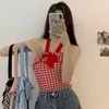 Tanks de femmes sexy lic-lid halter camisole Femmes Summer Vintage Sweet Tube Top Fashion Girl Short Backless Sling Sling Trickear Tops