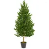 Decorative Flowers 4.5' Olive Cone Topiary Artificial Tree UV Resistant