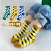 Kids Socks 1-9 Year New Childrens Socks Black and White Checkered Childrens Socks Breathable Soft Cotton Boys and Girls Sports Socks Crew Socks d240513