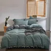 Conjuntos de ropa de cama de algodón Home Textile Bondeo mate Matte Conjunto de 4 piezas Tecnología de cuerda de color sólido Estilo japonés