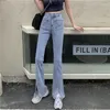 Jeans femininos Moda coreana de alta cintura