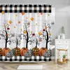 Shower Curtains Fall Maple Curtain Thanksgiving Harvest Pumpkin Orange Autumn Leaves Sunflowers Fabric Bathroom Decor Bath