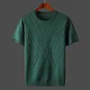 High End Fashion Jacquard okrągły szyjka T-shirt Mężczyźni Summer Casual Oversize luksusowy lodowy jedwabny jedwabny krótki rękaw Mens Wysokiej jakości najlepsze 240511