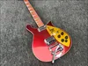 620 660 6 String Metallic Red Jazz Electric Guitar Checkerboard Flock ، Signature Gold Sparkle Pickguard ، Lacquer Glos