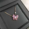 Bijoux de créateurs Luxury Accessoires Vanca White Fritillaria Butterfly Collier Clover Full Diamond Pendant High Version V Version V Gold