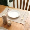 Table Mats Khaki Linen Placemats Dinner With Lace Retro Simple Pads Party Wedding El Decoration