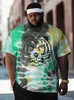 Zooy L-9xl Mens plus the-shirt Retro Tie-tye Dye Personalizado Graffiti Bear Street Skull Fashion Street Round Neck T-shirt 240511