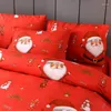 Conjunto de roupas de cama Conjunto de natal de 3 com capa de colcha de travesseiros Papai Noel Family El 2