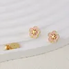 Als originele Designer oorbellen Logo Gedrukte roze kleur Bloemstempel 3D Canfte messing Luxe studs topkwaliteit Women Fashion Jewelry