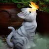 Gardenfans Cat Garden Decoration, Outdoor Solar Energy Statue with LED Lights, Suitable for Holloween Decoration in Courtyards, Lawns, and Courtyards