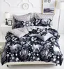 Ensembles de literie Blue Geometric Grid Set Brief Style 4pcs Lits-lin lin Euro Home Textiles Printing Bedclothes Pillow Base LHM16