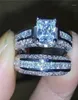 Anello nuziale di zircone bianco blu di moda set per donne ebraico anelli di fidanzamento del colore argento124121619970248