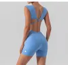 LL Mulheres Bodysuits para Yoga Sports Saltons Sport Sport Sport Rápido Setos de gemita Definers de manga curta Terrilhas de fitness Casual Black Summer