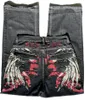 Meno Jeans Street Gothic Modèle Gothic Broidery Ligne étendue Men Femmes Y2K HARAJUKU Pantalon Hip Hop Occasionnel Pantalon Unisexe