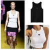 Summer Women Tops TES Crop Top Haft Seksowne ramię czarne zbiorniki zwykłe koszule bez rękawów luksusowe projektant solidne kamizelki bawełniane koszulki białe 57p5 Imku t2xo