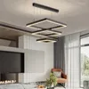 Kronleuchter moderner quadratischer LED -Kronleuchter für Wohnzimmer Esszimmer Küchen Schlafzimmer Schwarze Rechteck Decke Anhänger Lampe hängende Licht
