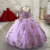 Sweet 16 lilas lavender quinceanera robes en dentelle applique filles 15 ans robe d'anniversaire