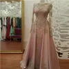 Zarif Müslüman Fas Kaftan Uzun Kollu Gece Elbiseleri Kristaller Boncuklu Kadınlar Resmi Giyim Dantel Aplikler Abiye Dubai Kaftan Prom Par 258i