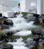 Bakgrunder 3D floder vardagsrum badrum golvplattor pvc vattentät anpassad po självhäftande