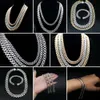 Bijoux Fine Chaîne Monaco Collier Link Cuban Link 18K 18K Gold Hollow Pendant Baguette Eternity Diamond Big Bangle